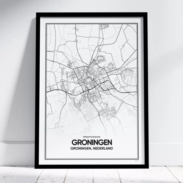Groningen poster - gepersonaliseerde stadskaart van groningen