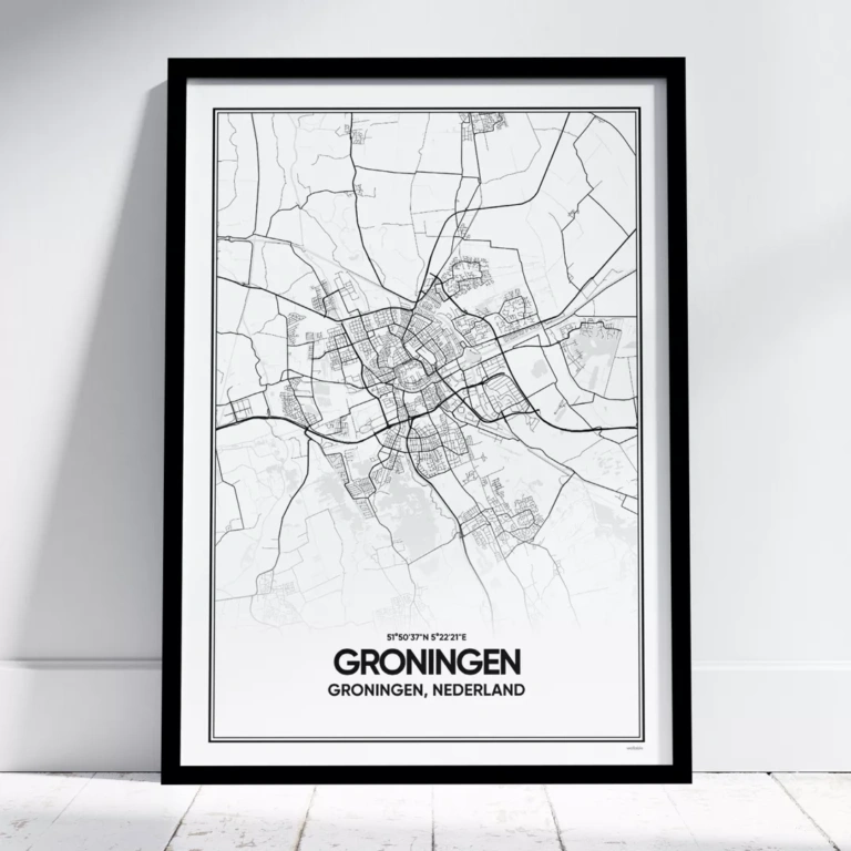 Groningen poster - gepersonaliseerde stadskaart van groningen