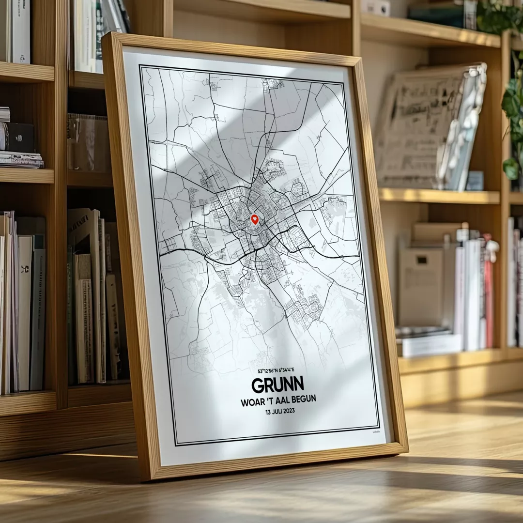 Grunn poster met de stadkaart van Groningen