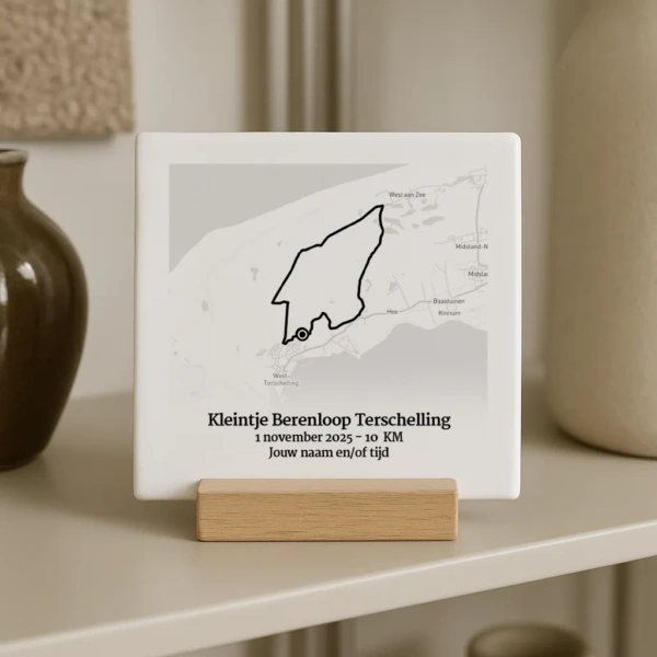 Kleintje Berenloop Terschellling 2025 route tegeltje met naam