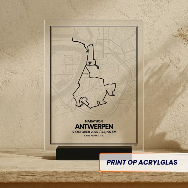 Antwerp marathon 2025 route print op acrylglas