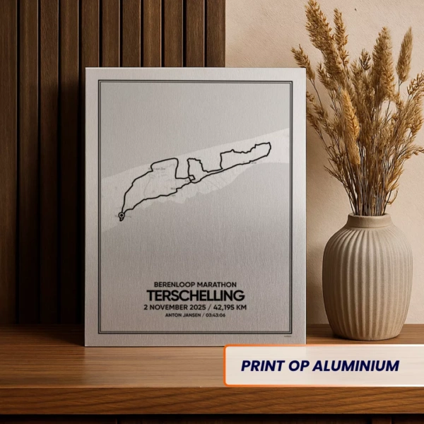 Berenloop Marathon 2025 route print op aluminium