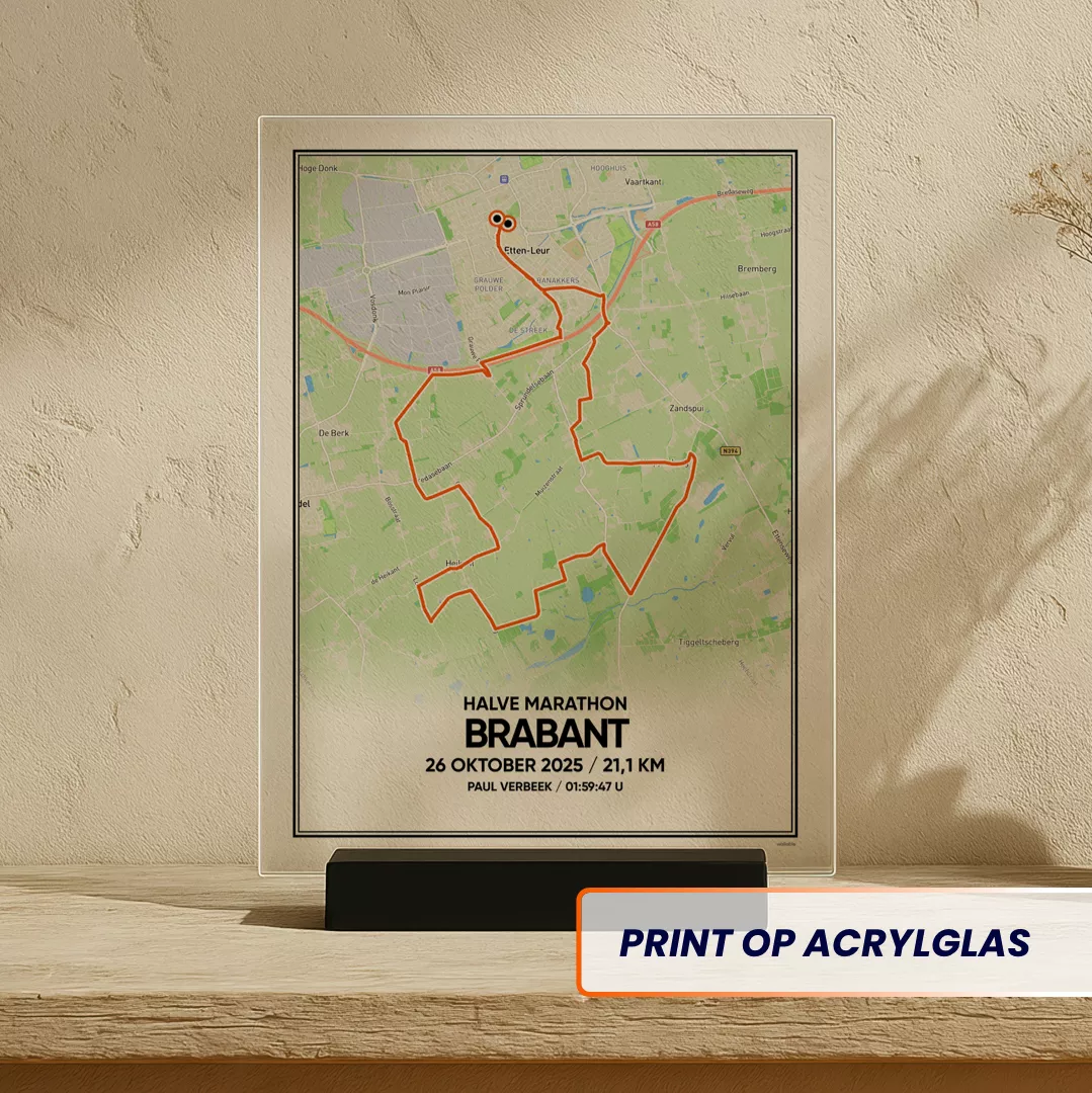 Brabant Halve Marathon 2025 route print op acrylglas