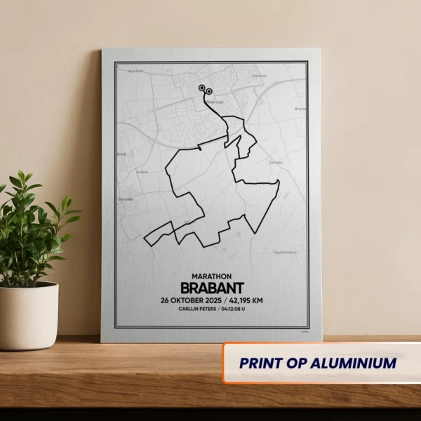 Brabant Marathon 2025 route print op aluminium