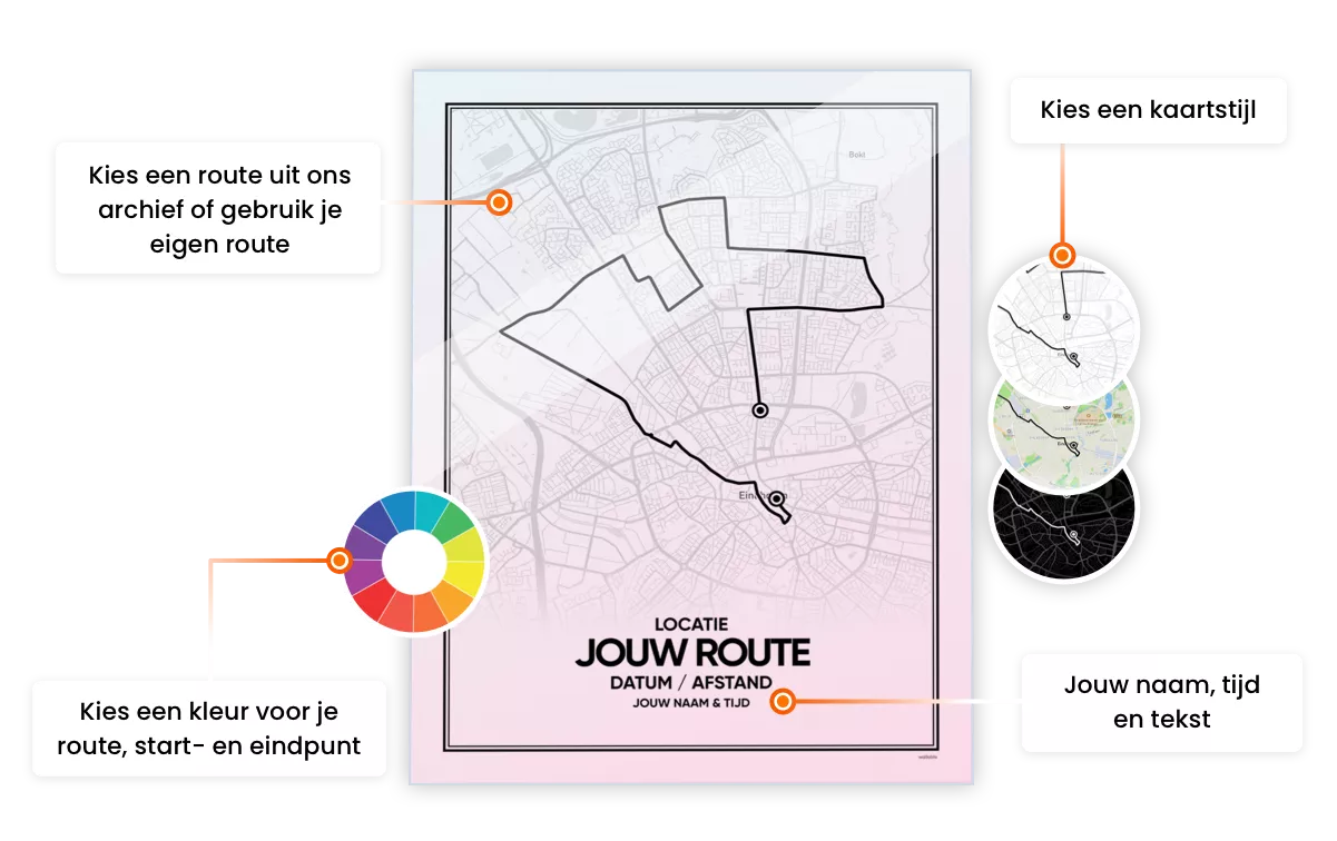 Maak eenvoudig je eigen sport route print op acrylglas met een route uit ons archief of een gpx van je eigen Strava of garmin route.