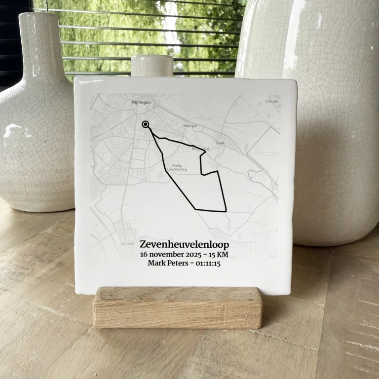 Zevenheuvelenloop 2025 Route Tegeltje met naam en tijd