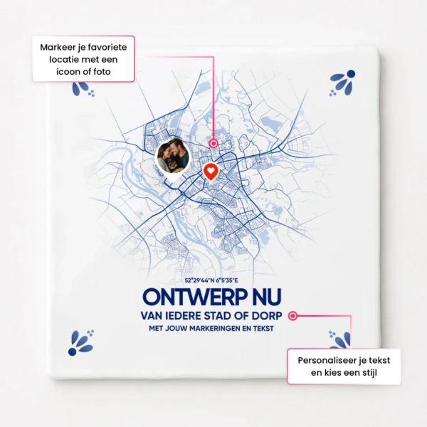 Maak eenvoudig je eigen Delfts blauwe tegeltje met jouw favoriete locatie
