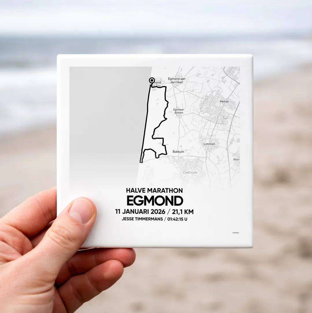 Egmond halve Marathon 2026 Route Tegeltje als aandenken
