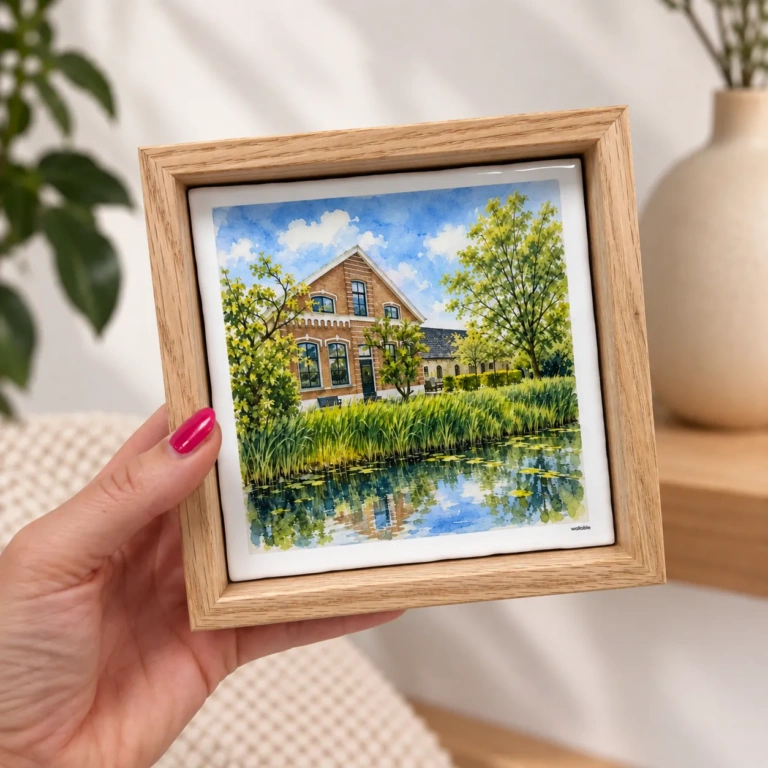 Aquarel fototegeltje in fotolijst