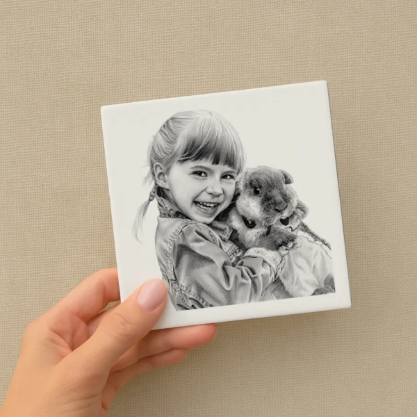 Houtskool tegeltje huisdier