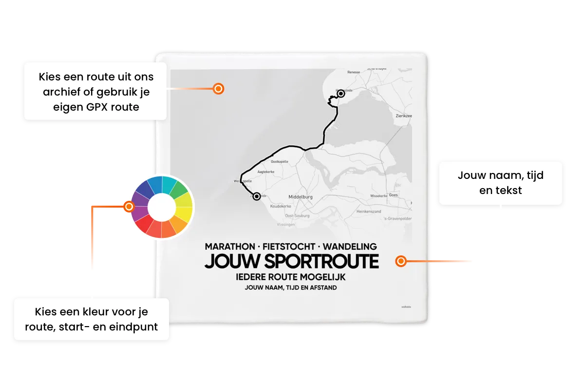 Maak je eigen tegeltje met sportroute naar keuze. Kies uit ons archief of gebruik je eigen gpx.