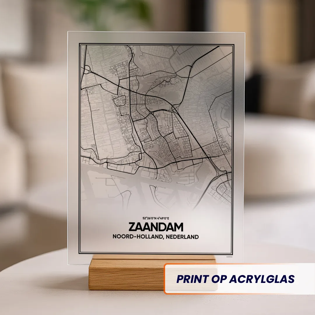 Zaandam stadskaart acrylglas print