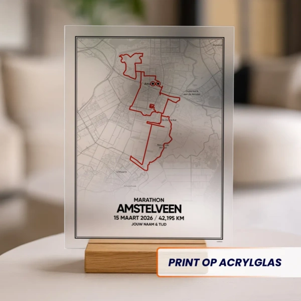 Acrylglas print met de route van de Halve lentemarathon van Amstelveen van 2026