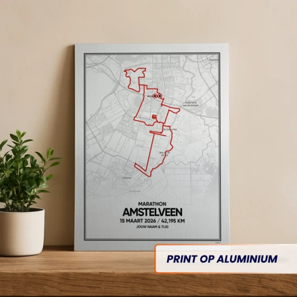 Aluminium print met de route van de Halve lentemarathon van Amstelveen van 2026