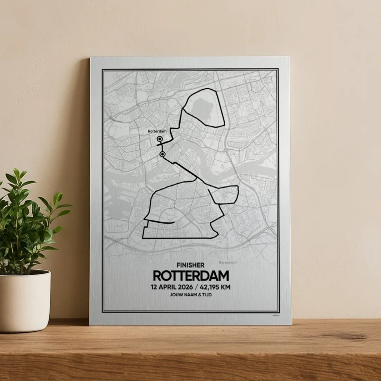 Rotterdam marathon finisher print op aluminium 2026