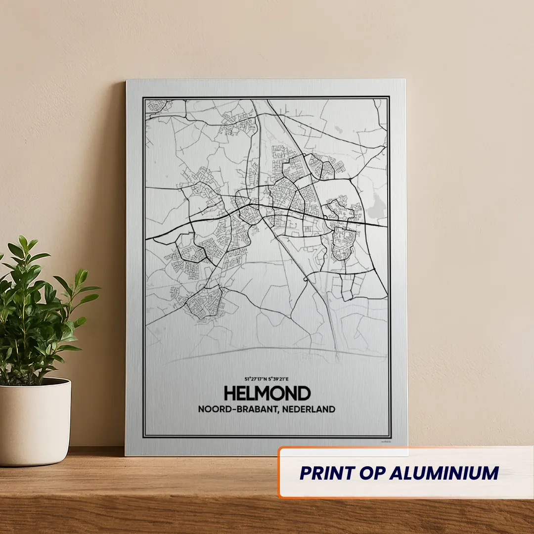 stadkaart Helmond aluminium print