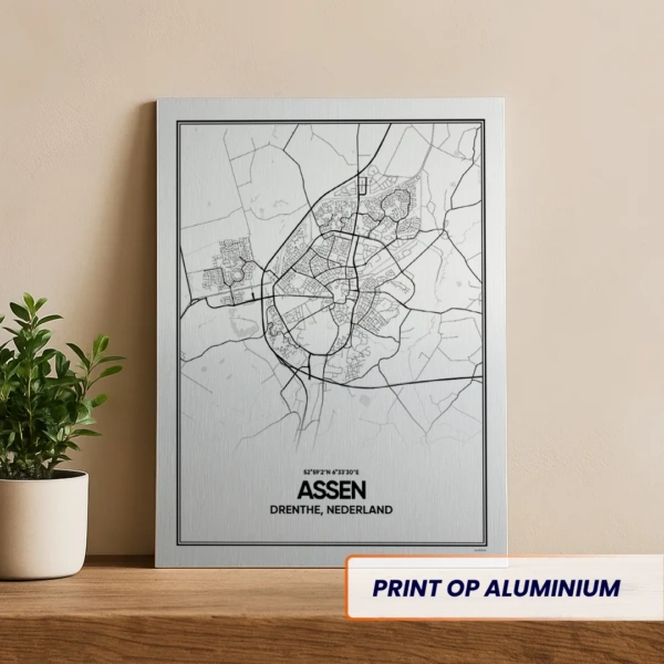 stadskaart Assen aluminium print