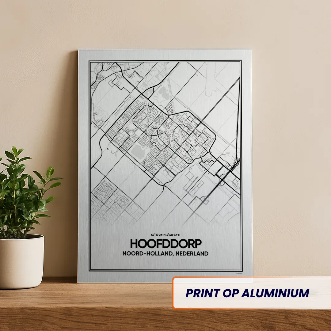 stadskaart Hoofddorp aluminium print
