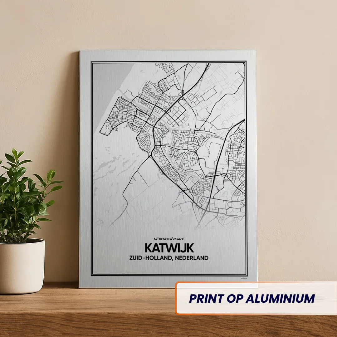 stadskaart Katwijk aluminium print