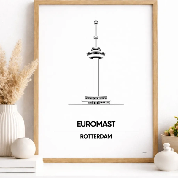 Euromast Rotterdam poster in eiken lijst