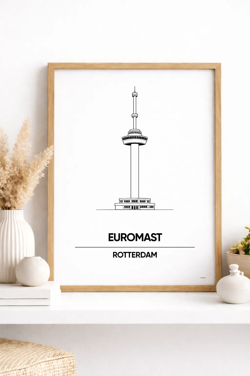 Euromast Rotterdam poster in eiken lijst
