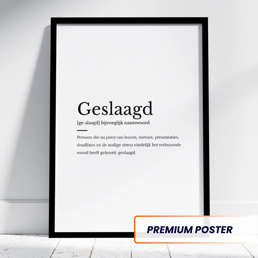 Geslaagd woordenboek poster