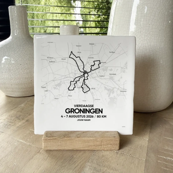 Groningse Vierdaagse route tegeltje 80km