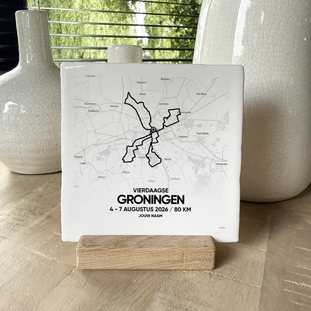 Groningse Vierdaagse route tegeltje 80km