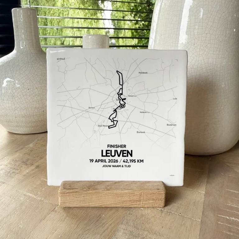 Leuven marathon 2026 finisher route print op tegeltje