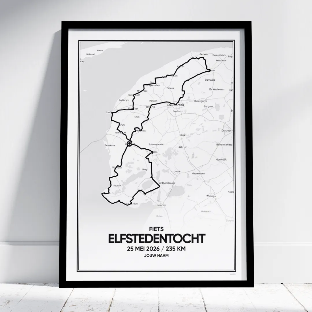 Fiets Elfstedentocht 2026 route poster Fiets Elfstedentocht 2026 route poster
