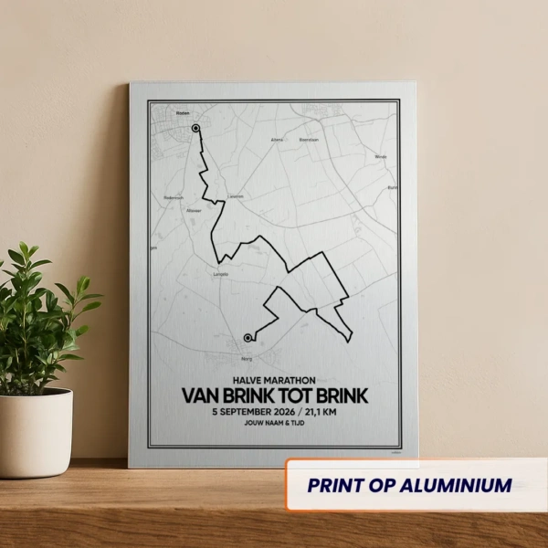 Van Brink tot Brink 2026 halve marathon aluminium print