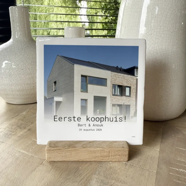 Housewarming foto tegeltje eerste koophuis