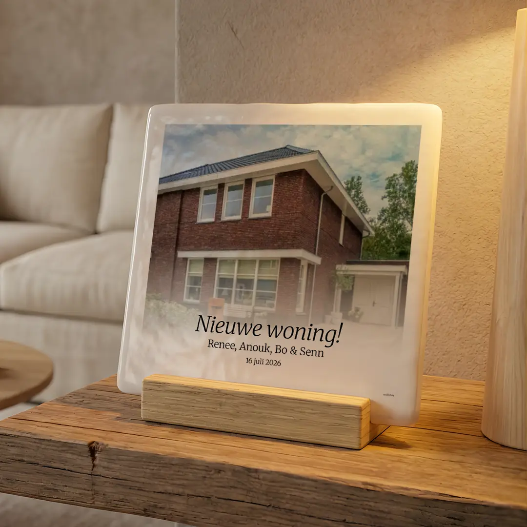 Housewarming foto tegeltje nieuwe woning