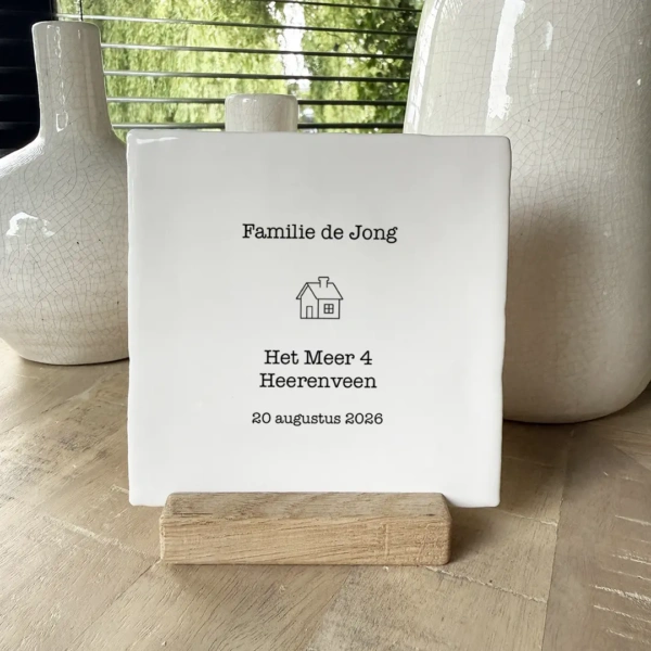 Housewarming tegeltje met familienaam