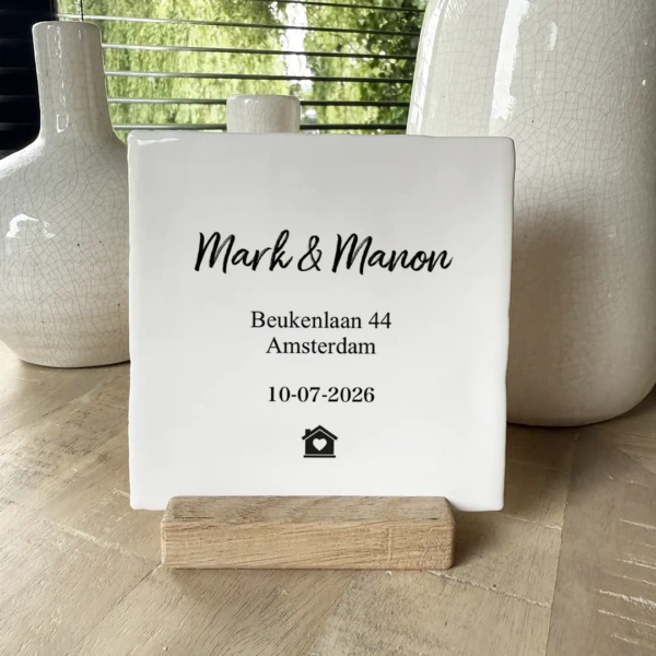 Housewarming tegeltje met namen