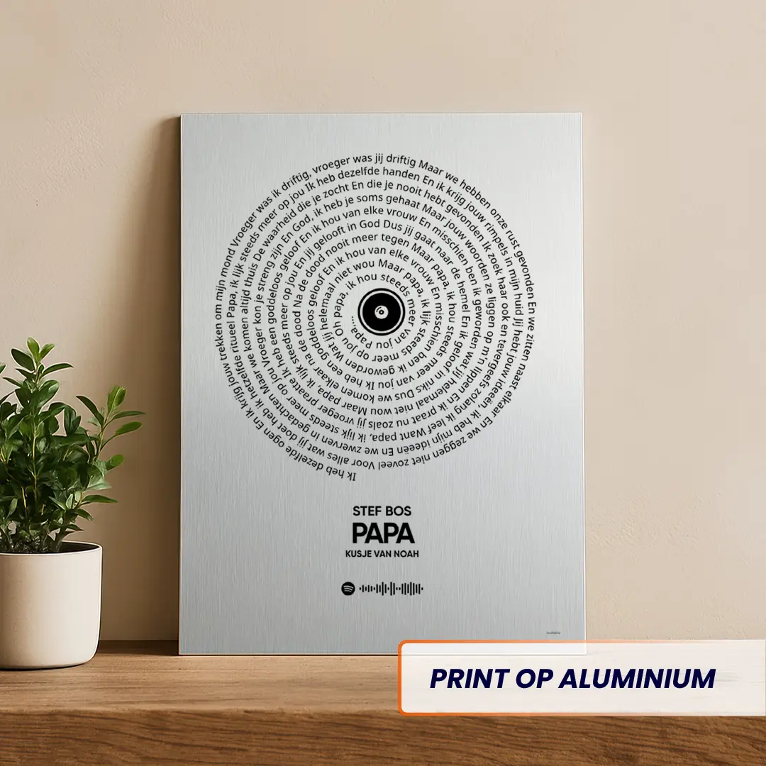 Papa songtekst aluminium print