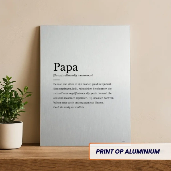 Papa woordenboek aluminium print