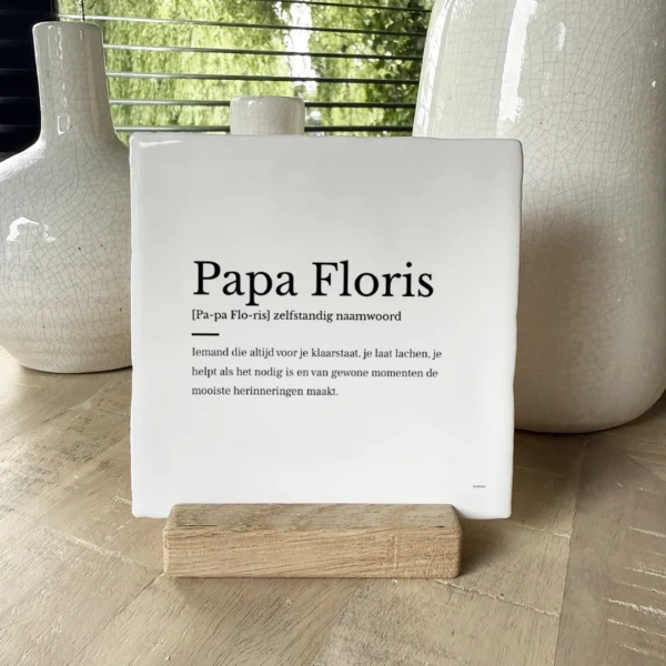 Papa woordenboek tegeltje met naam
