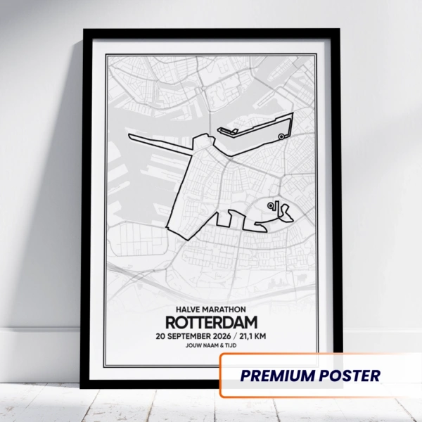 Rotterdam Halve Marathon 2026 poster in zwarte lijst