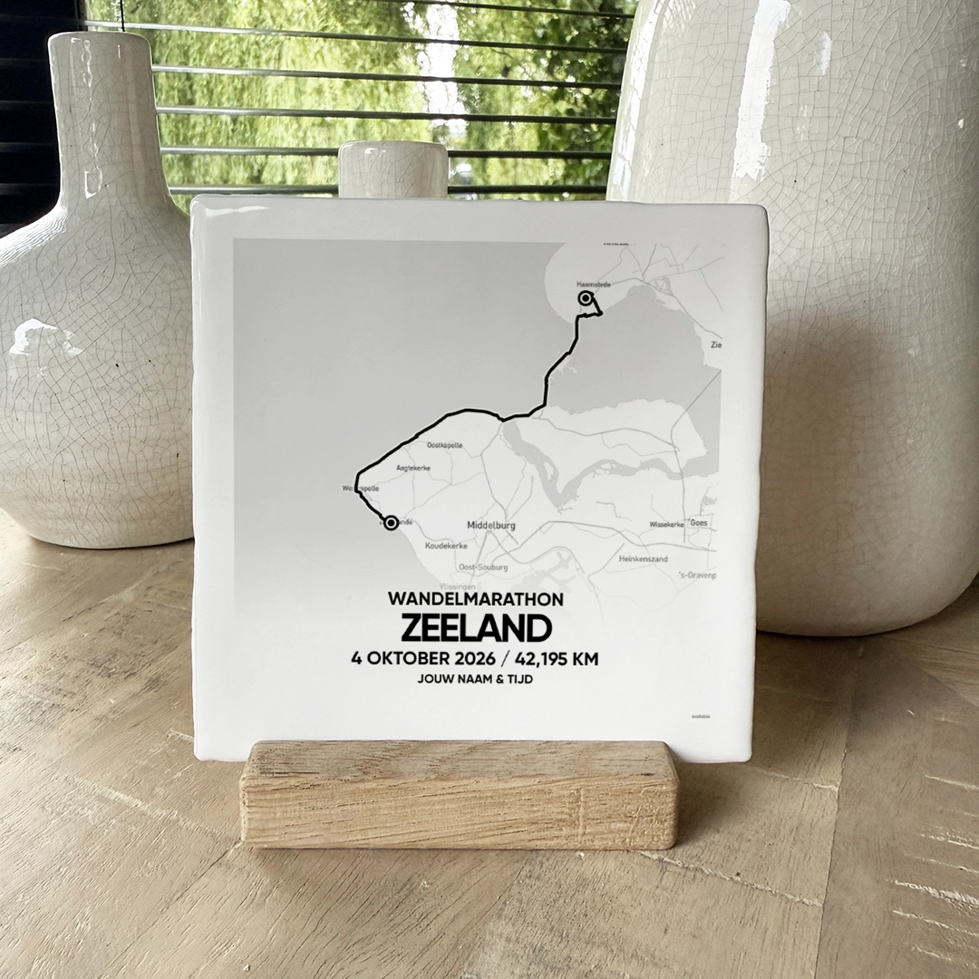 Wandelmarathon Zeeland 2026 tegeltje met naam Wandelmarathon Zeeland route tegeltje 2026 met naam