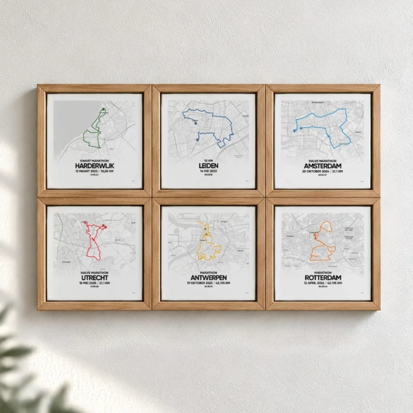 Sportroutetegeltjes in tegellijstje