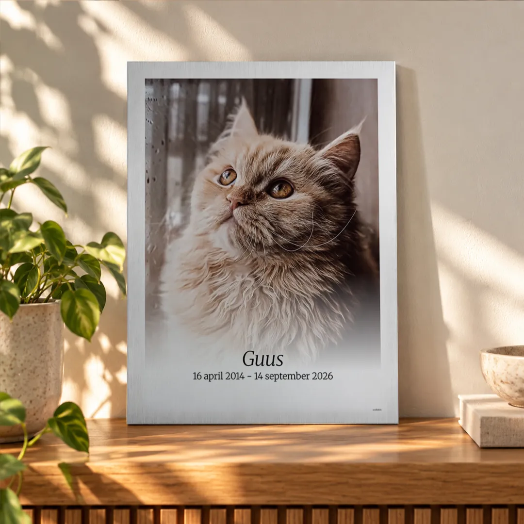 Foto van jouw kat op zilver aluminium